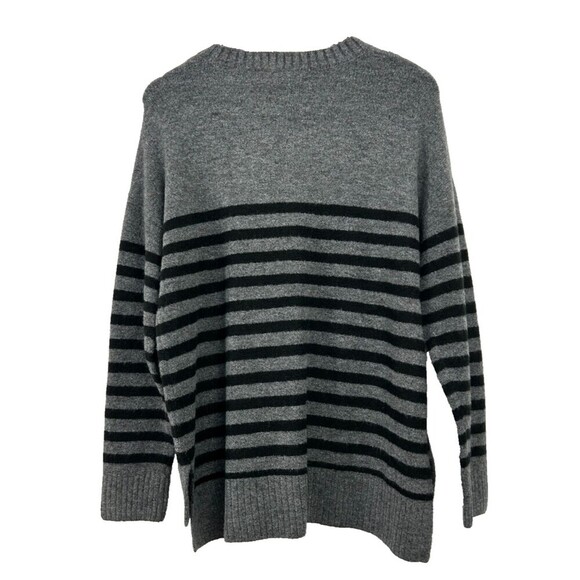 Anthropologie Current Air Womens Gray Black L Sweater Stripe Ribbed Boho Retro H - Picture 4 of 9